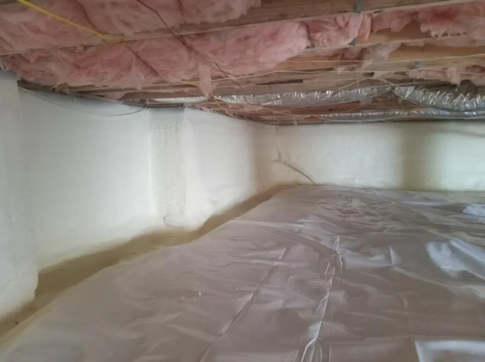 Crawl space encapsulation with closed-cell spray foam for Spray Foam Roofing Repair in Hollis