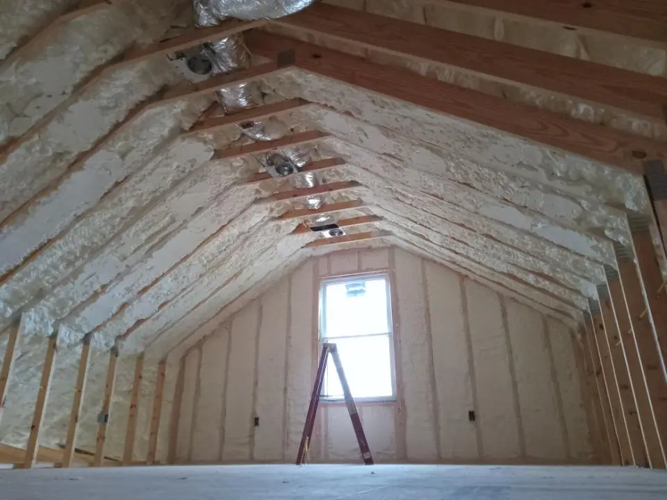 Spray foam roofing application for Crawl Space Insulation project in Hollis